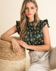 The Lillian Floral Flutter Sleeve Top