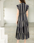 The Edna Striped Ruffle Sleeve Dress