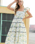 The Valeria Ruffle Tiered Midi Dress
