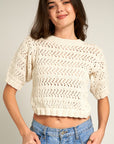 The Cara Cropped Crochet Sweater Top