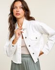 The Caty White Cropped Denim Jacket