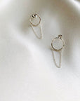 The Lucia Circle Studs with Chains By Points Jewelry
