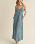 The Delia Washed Denim Maxi Dress