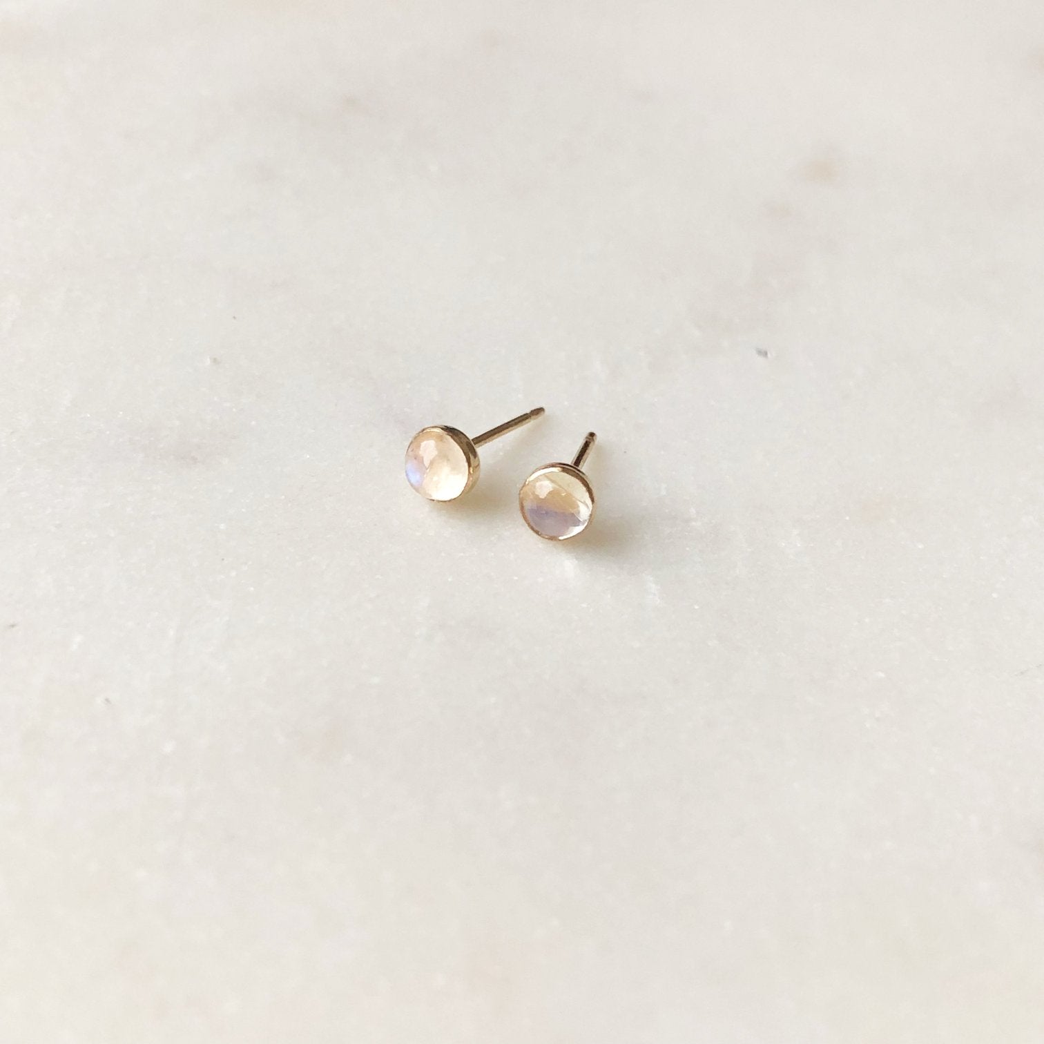 The Rainbow Moonstone Studs by Token Jewelry