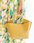The Terri Yellow Vegan Top Handle Bag