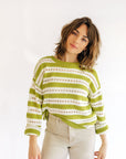 The Ryah Eyelet Kiwi Striped Top
