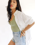 The Melia White Button-down Top