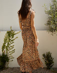The Fika Leopard Smocked Maxi Dress