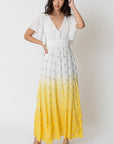 The Maribella Flutter Sleeve Dip Dye Dress