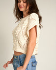 The Nia Pom Pom Crochet Sweater