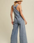 The Mateo Wide Leg Denim Overall