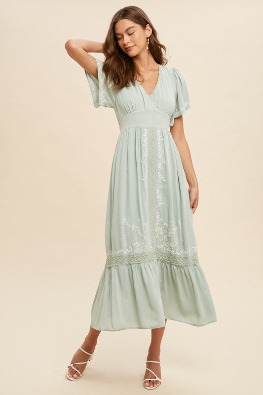 The Sadie Embroidered Midi Dress – Thread + Seed
