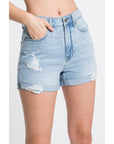 The Tina Light Wash High Rise Jean Shorts