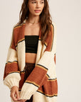 The Aiden Striped Open Cardigan