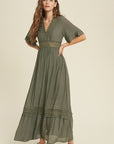 The Brodene Lace Trim Maxi Dress