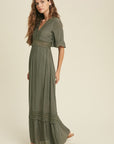 The Brodene Lace Trim Maxi Dress