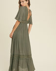 The Brodene Lace Trim Maxi Dress