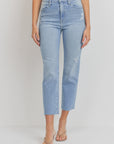 The Donnie Minimal Distressed Straight Jeans by Just Black Denim