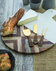 Rattan and Gold Cheese Serving Set
