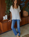 The Cora Satin V-Neck Top