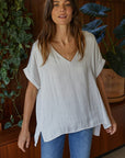 The Cora Satin V-Neck Top