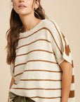 The Karli Striped Short-Sleeve Sweater