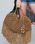 The Flynn Macrame Cowrie Shell Bag