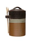 Stoneware Canister with Wood Spoon