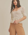 The Bestia Handcrochet Peplum Top