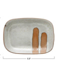 Double Striped Glazed Stoneware Dish