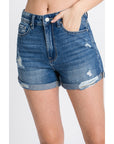 The Tina Medium Wash High Rise Jean Shorts
