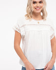 The Mikia Dotted Eyelet Top