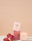 Petite Flowers Pink Glass Candle