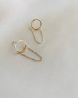 The Lucia Circle Studs with Chains By Points Jewelry