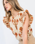 The Willow Printed Ruffle Sleeve Top