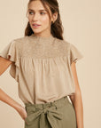 The Bambi Smocked Neck Blouse