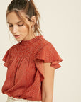 The Bambi Smocked Neck Blouse