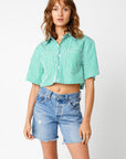 The Gail Cropped Stripe Button Down Top