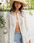 The Genevieve Lace Button Down Top