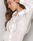 The Genevieve Lace Button Down Top