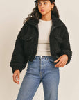 The Georgie Fuzzy Cropped Sherpa Jacket