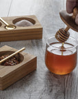 Teak and Glass Mini Honey Jar