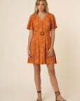 The Oria Woven Belted Dress by FRNCH