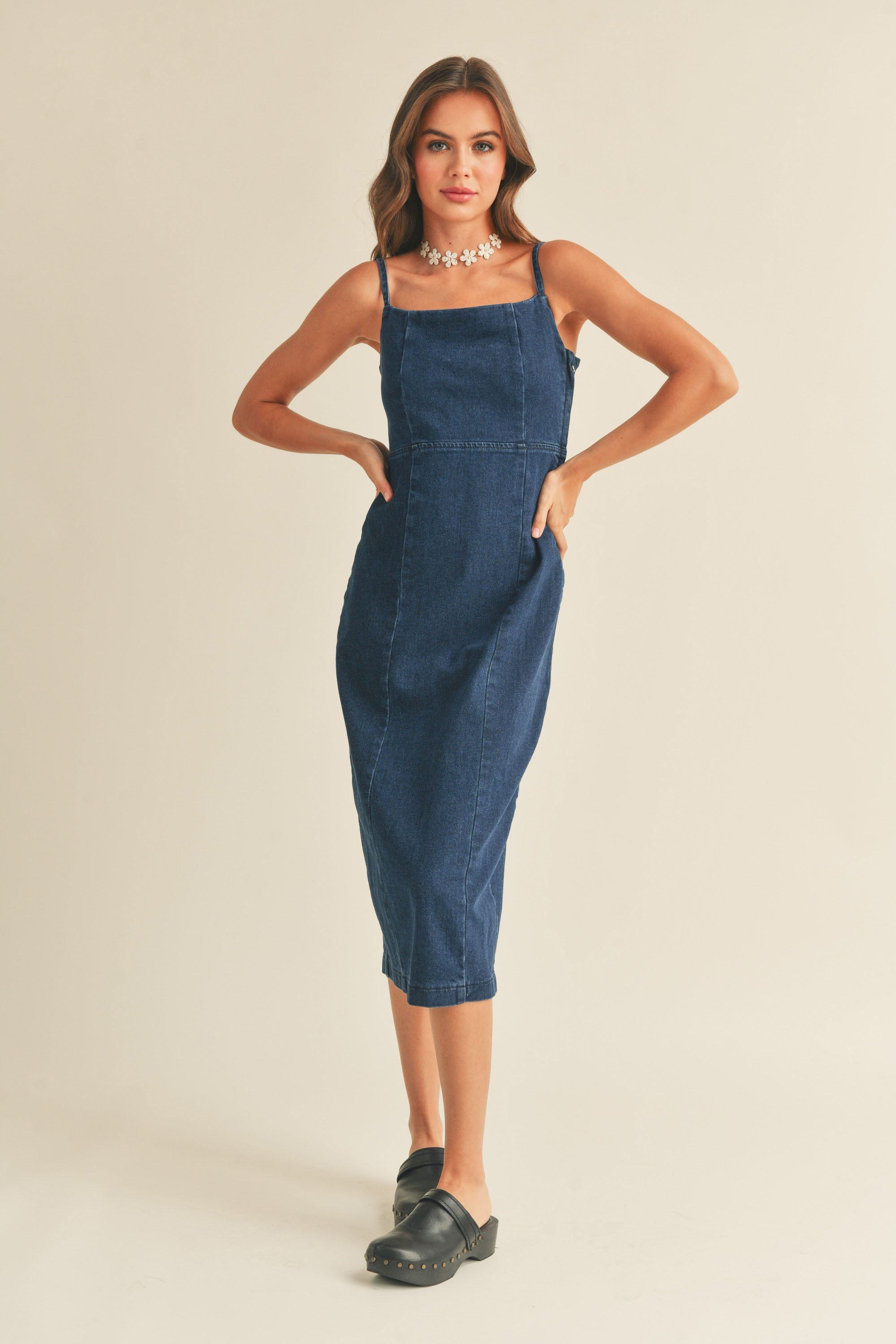 The Indy Denim Knee Length Dress Thread + Seed The Indy Denim Knee Length Dress Thread + Seed