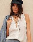 The Alessia Sleeveless Button Down Top