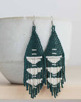 The Jade Beaded Fringe Earrings by Fair + Simple