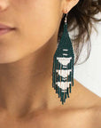 The Jade Beaded Fringe Earrings by Fair + Simple