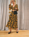 The Jeanne Floral Tie Waist Midi Skirt
