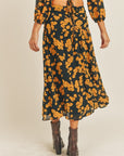 The Jeanne Floral Tie Waist Midi Skirt