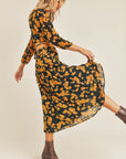 The Jeanne Floral Tie Waist Midi Skirt